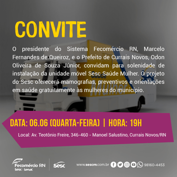 Convite SESC Saúde Mulher em Currais Novos